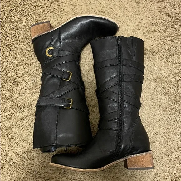 Roberto Vianni | Black | Leather | Buckle |Boots | Size 37 | Made in India - Picture 6 of 16